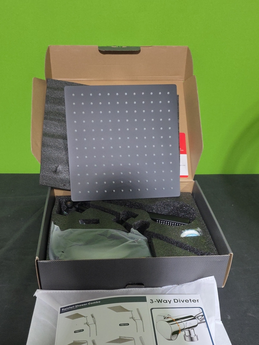 Matte Black Shower System W/ 10" Wall Mount Rainfall Shower Head W/ Wand